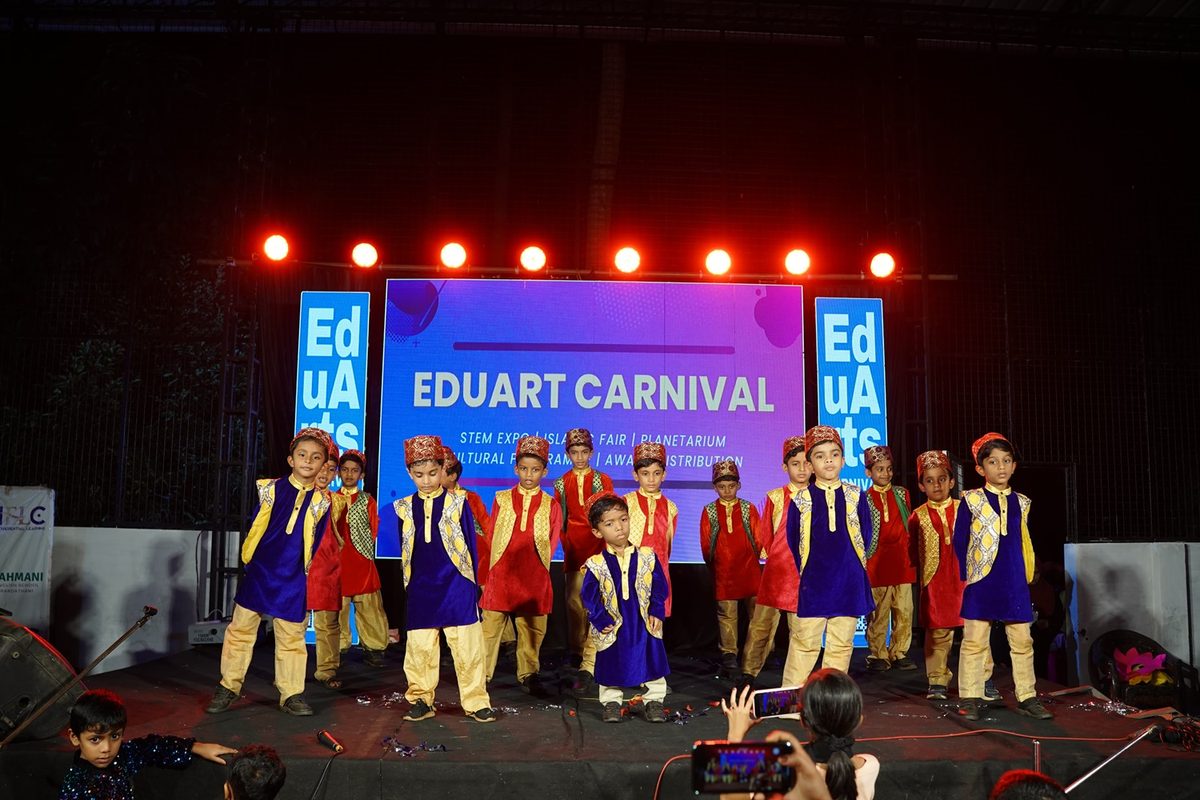 Students performing on stage at the Edu Arts Carnival